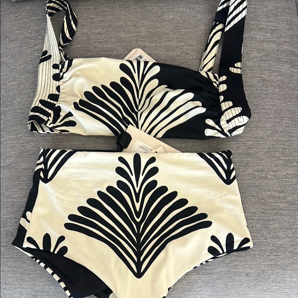 Johanna Ortiz Black and Cream Swimwear